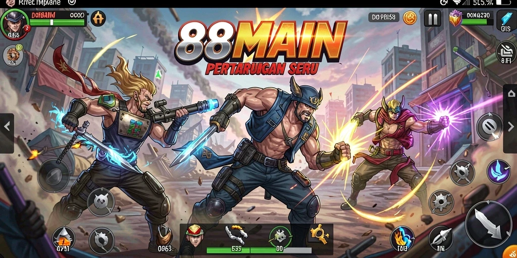 Tangkapan layar game 88MAIN menampilkan aksi pertarungan mendebarkan dengan efek visual yang memukau.