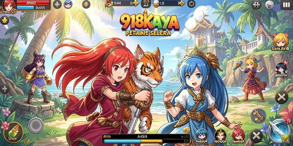 Screenshot gameplay 918KAYA yang menampilkan aksi karakter Anime.