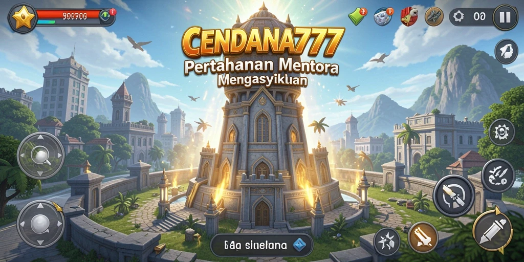 Menampilkan pertandingan seru dalam game Tower Defense CENDANA777.