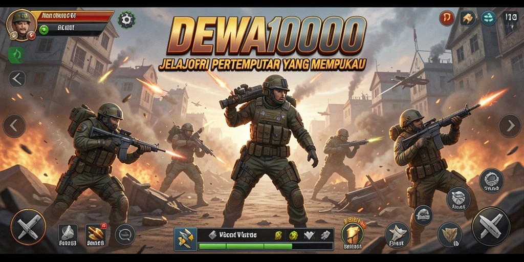 Screenshot DEWA1000 menampilkan aksi pertempuran yang dinamis dan mendebarkan.