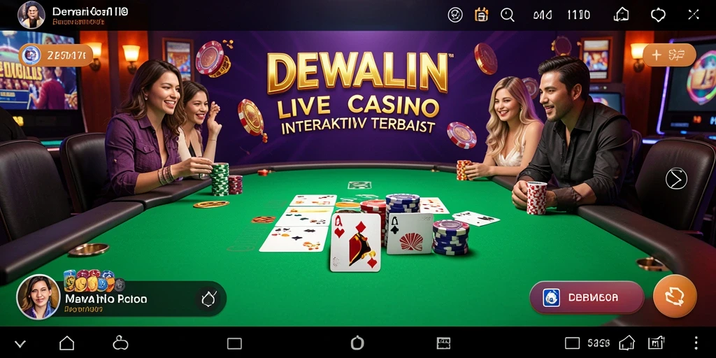 Screenshot DEWALIN menampilkan dealer langsung dan suasana kasino yang realistis.