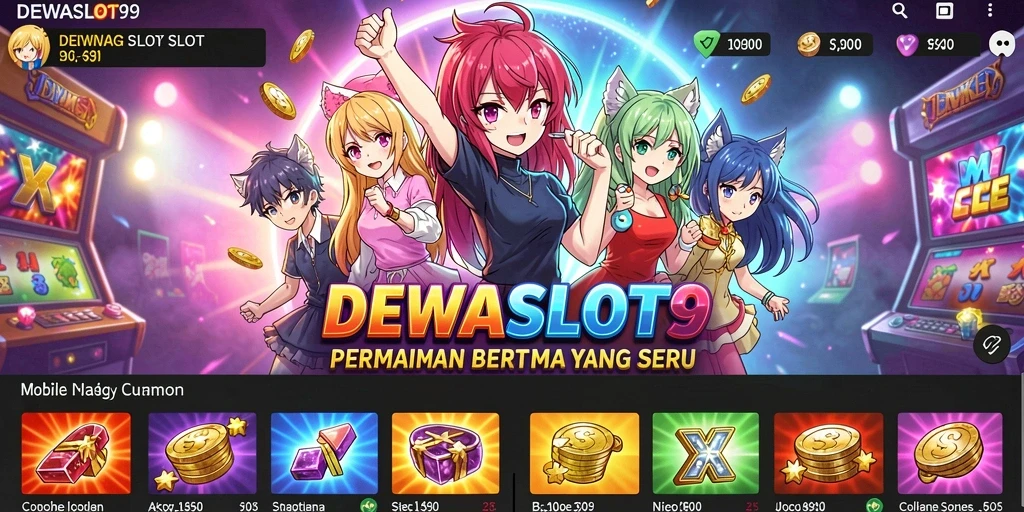 Screenshot gameplay DEWASLOT99 dengan karakter anime ikonik.