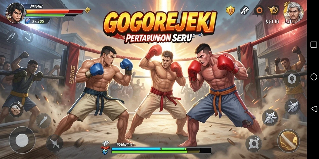 Screenshot GOGOREJEKI menampilkan aksi pertarungan yang intens dan mendebarkan.