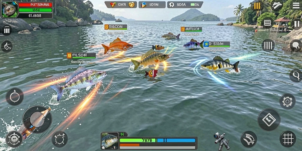 Tampilan gameplay seru ID678 dengan aksi menembak ikan.
