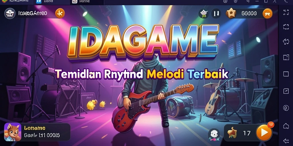 Tampilan gameplay interaktif IDAGAME dengan berbagai pilihan lagu.