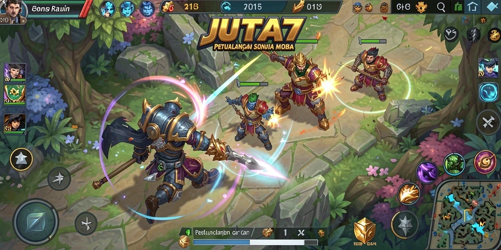 Gameplay seru JUTA7 dalam pertempuran MOBA.