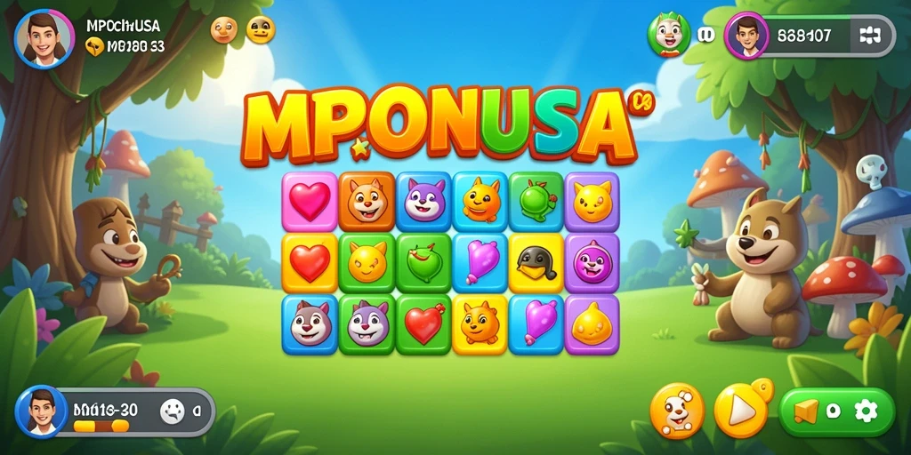 Tampilan gameplay seru dalam permainan Match-3 MPONUSA.