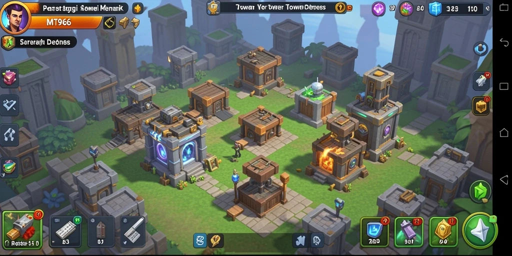Tampilan gameplay yang intens dan strategi menara dalam MT966.