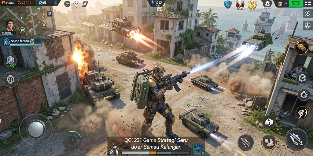 Tampilan gameplay yang menampilkan strategi pertempuran sengit.