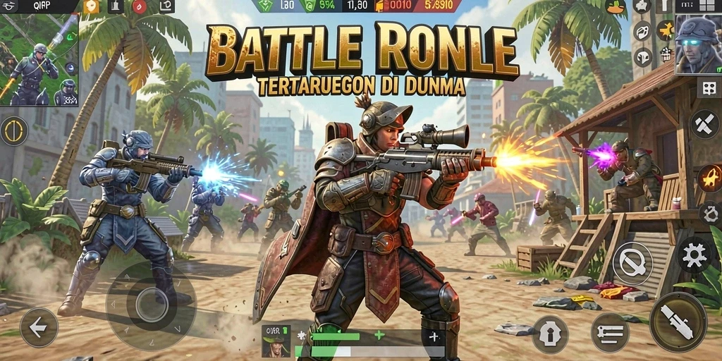 Screenshot gameplay QQRP yang menampilkan aksi Battle Royale yang mendebarkan.