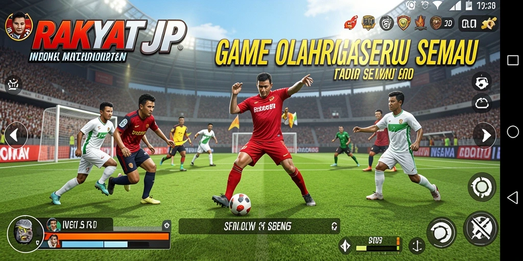 Screenshot utama RAKYATJP menunjukkan gameplay yang mendebarkan di lapangan olahraga.