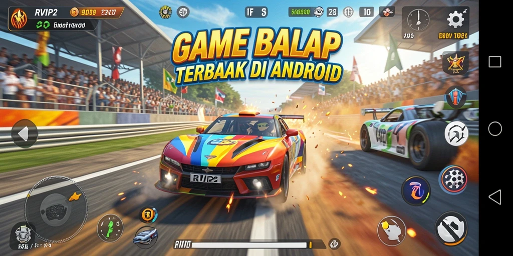 Tampilan gameplay menarik dari RVIP2 yang menunjukkan mobil dalam action.