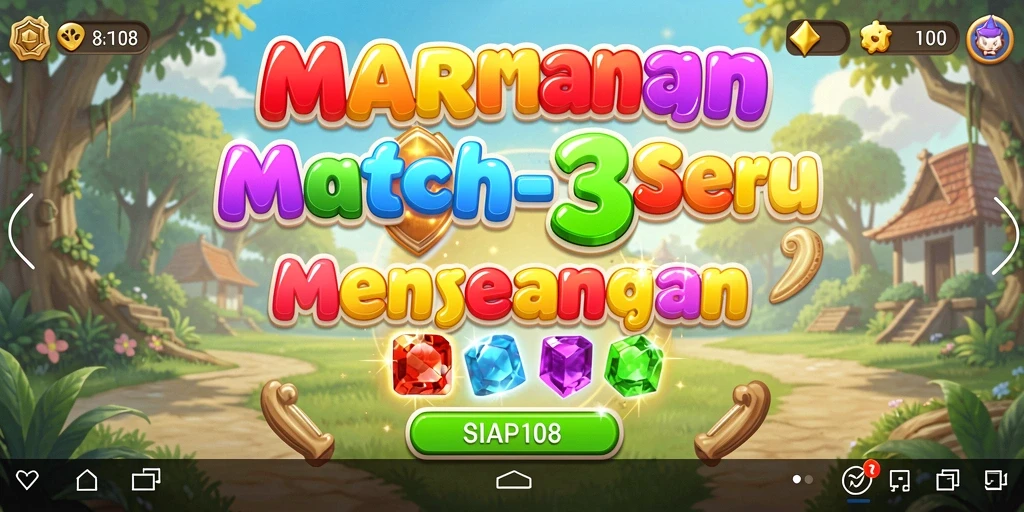 Tampilan gameplay seru SIAP108 dengan permata berwarna-warni.