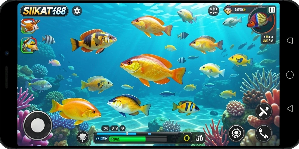Tangkapan layar menunjukkan aksi seru dalam gameplay Tembak Ikan SIKAT88.