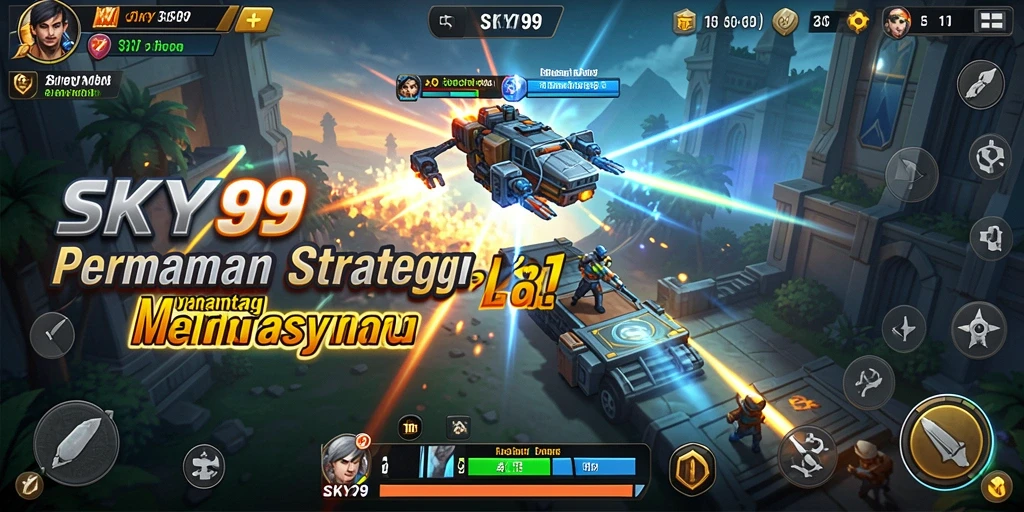Tampilan gameplay yang mendebarkan dalam SKY99 dengan pertarungan strategis.
