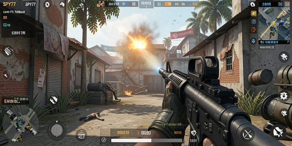 Tampilan gameplay SPY77 yang mendebarkan dan penuh aksi.