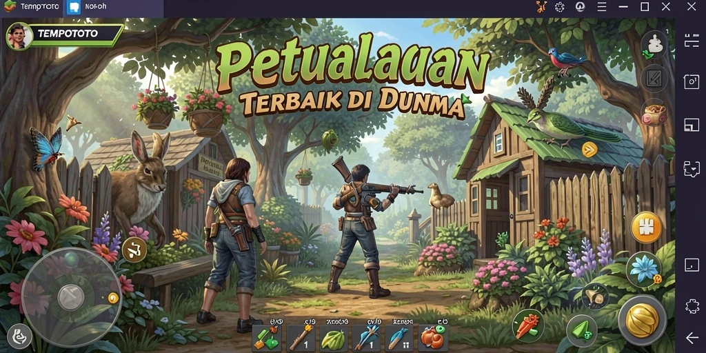 Tampilan gameplay TEMPOTOTO yang menyenangkan dan interaktif di dunia pertanian.