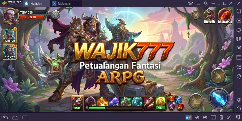 Tangkapan layar menunjukkan pertarungan epik di dunia ARPG WAJIK777.